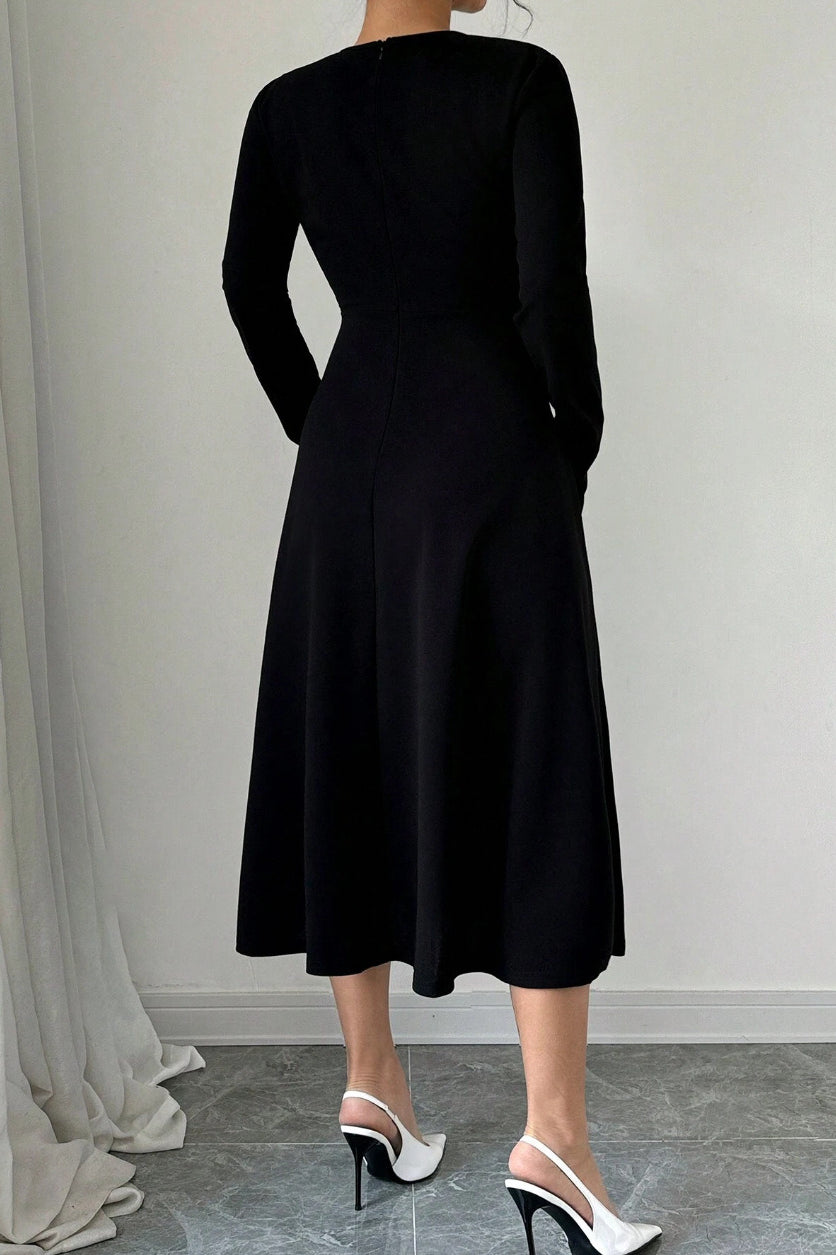 Lace Panel Black Bodycon Dress