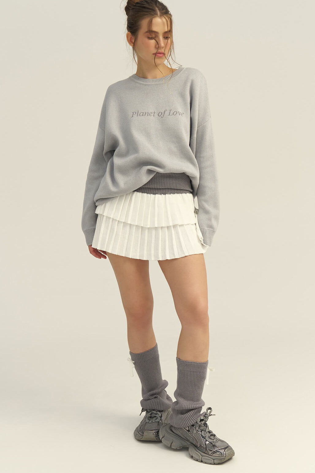 Slim-Fit Graphic Letter Print Versatile Knit Sweater