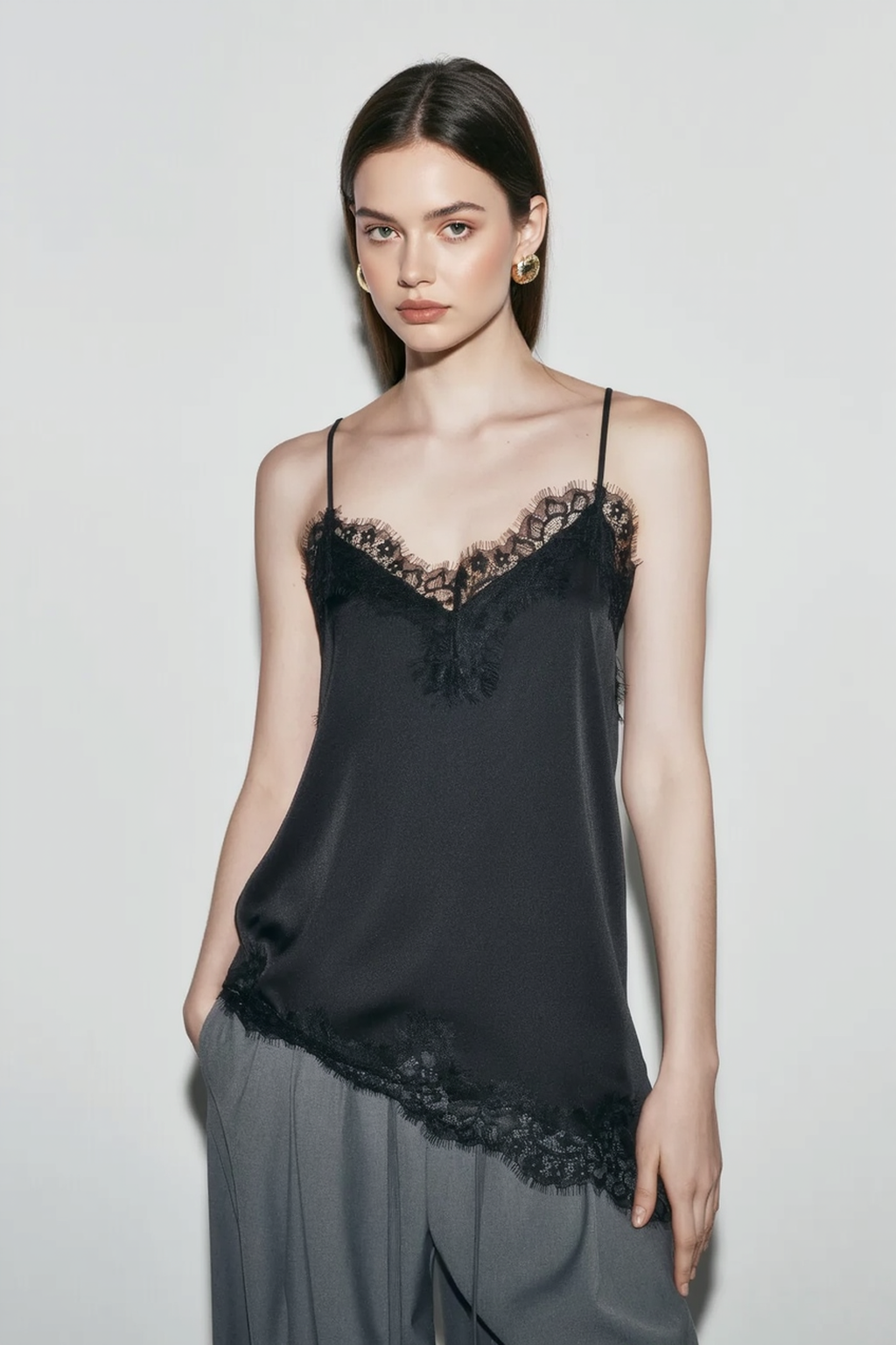 Lace panel adjustable cami top