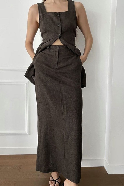 Sleeveless Vest Skirt Elegant Two Piece Work Set