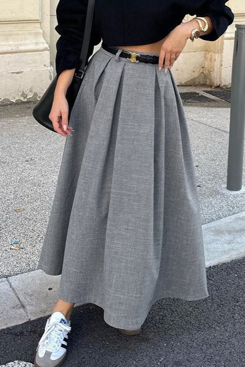 Retro ALine Pleated Midi Skirt
