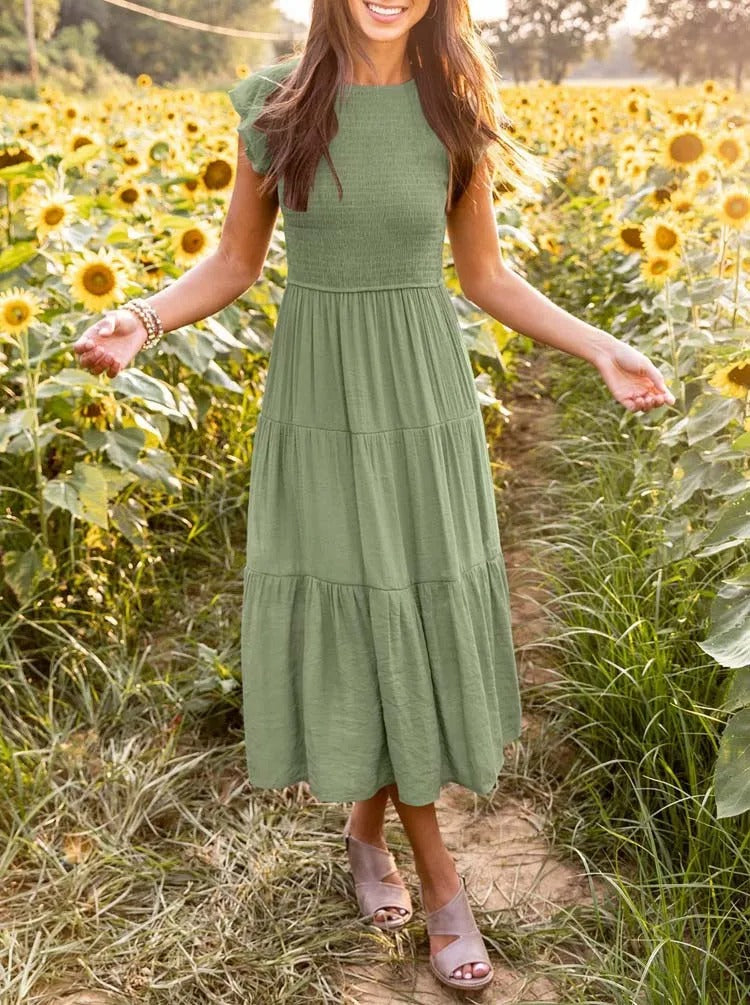 Carolina Effortless Dress Gathered Bust Chic Silhouette Collection