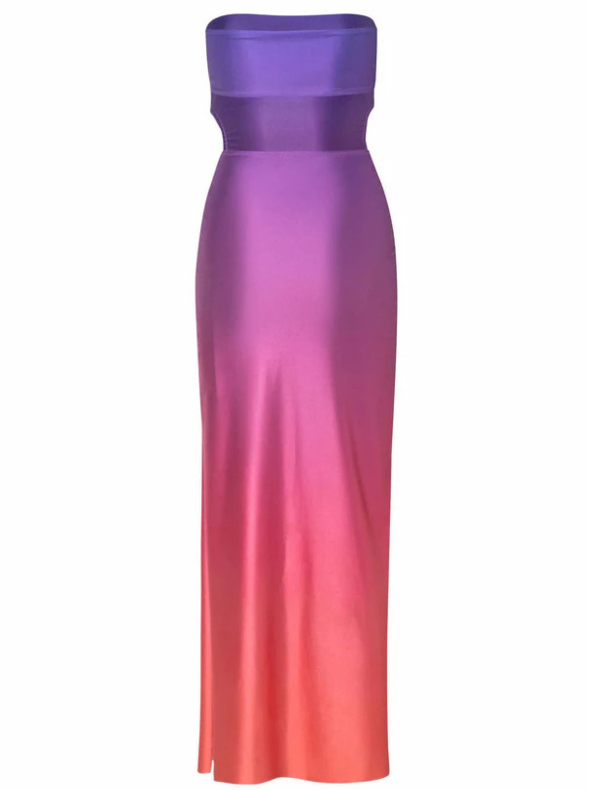 Strapless Ombre Side Cutout Bodycon Maxi Dress