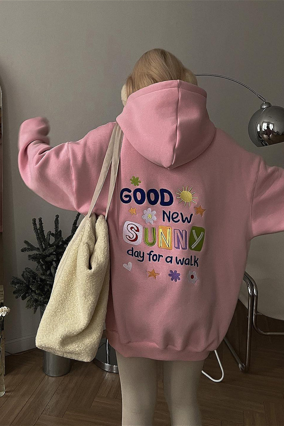 Embroidered Loose Short Hoodie