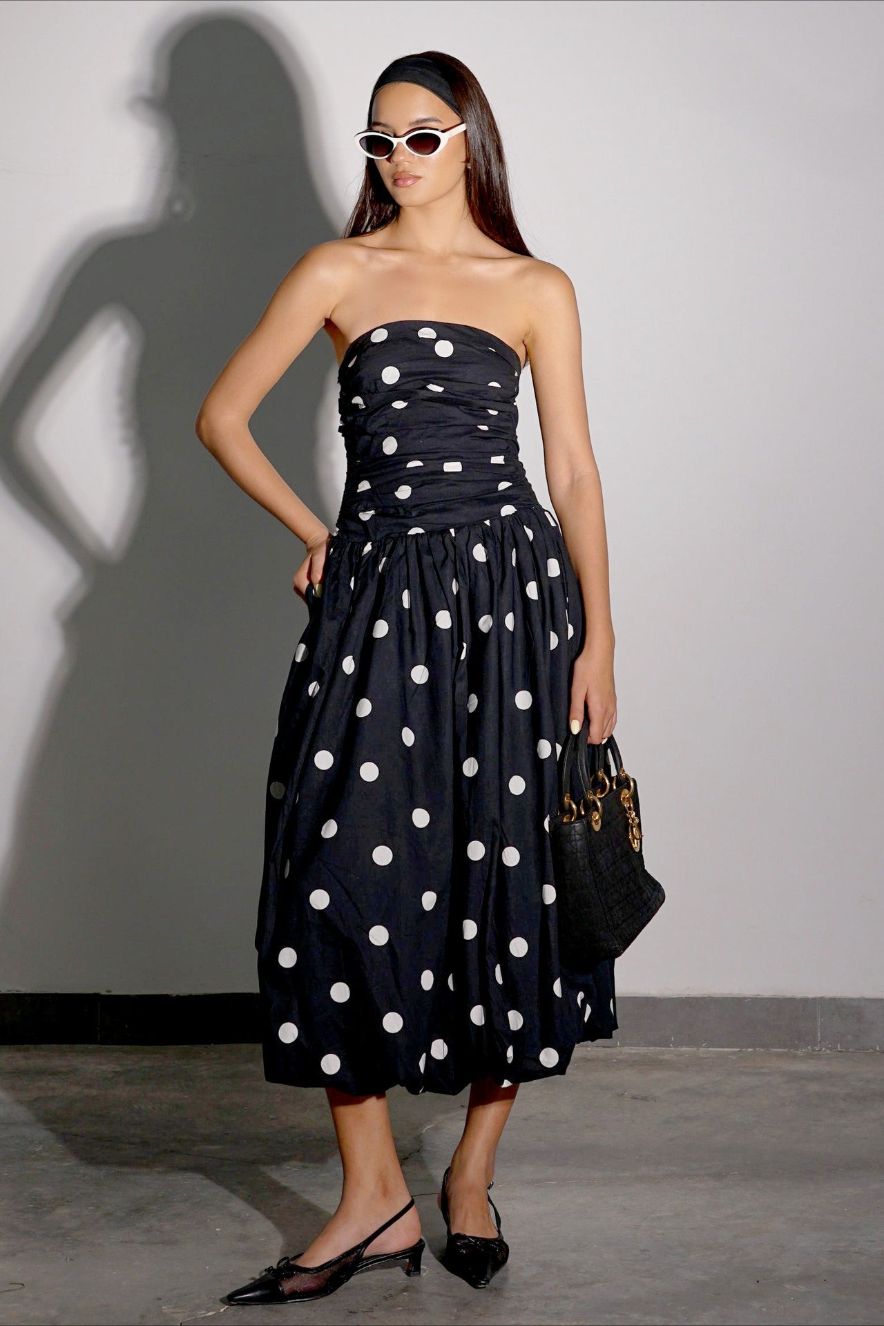 Polka Dot Strapless Bodycon Maxi Dress 2