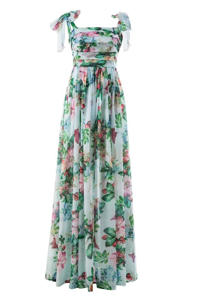 Zahira Effortless Printed Maxi Dress with Straps Elevated Occasion Wear