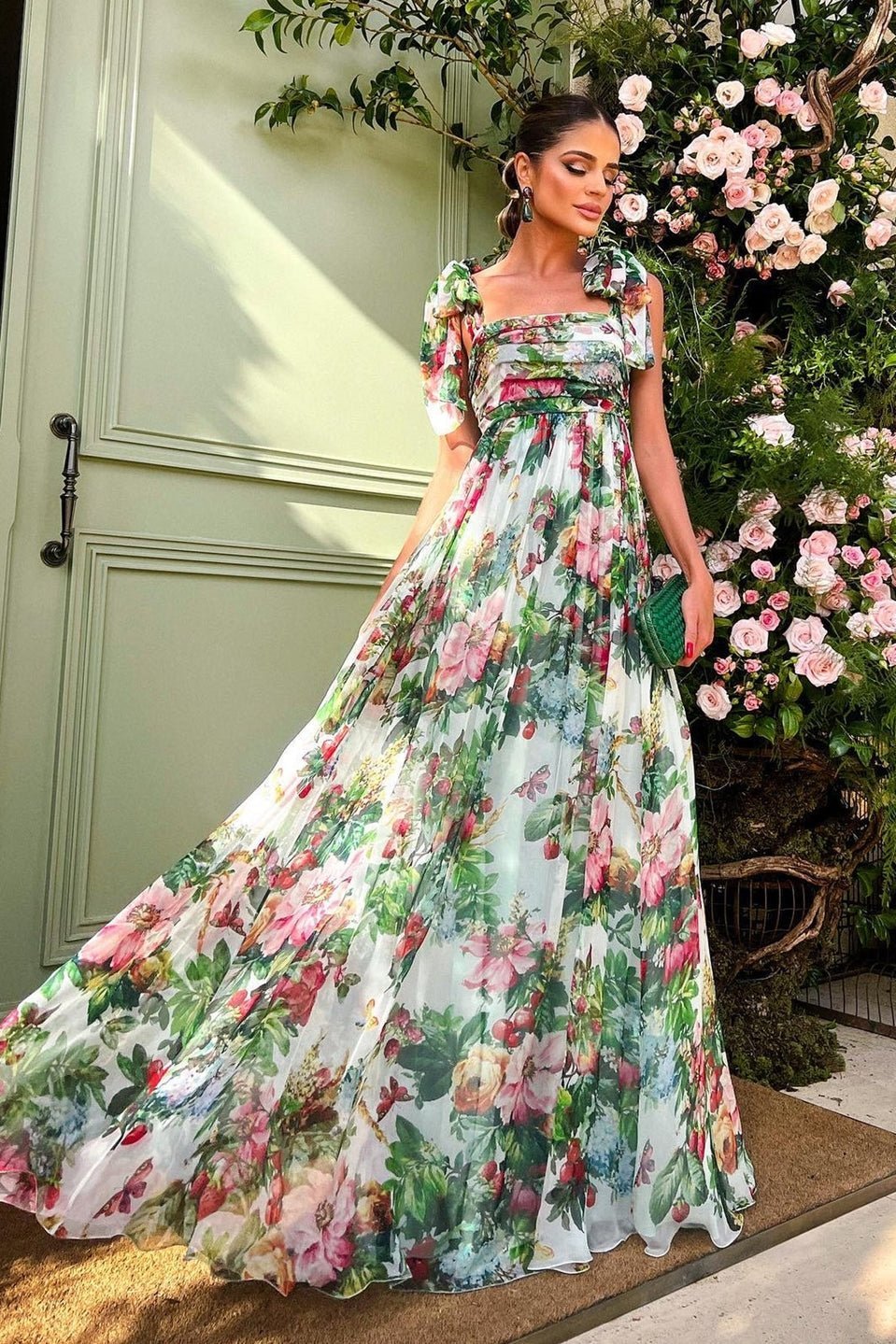 Zahira Effortless Printed Maxi Dress with Straps Elevated Occasion Wear