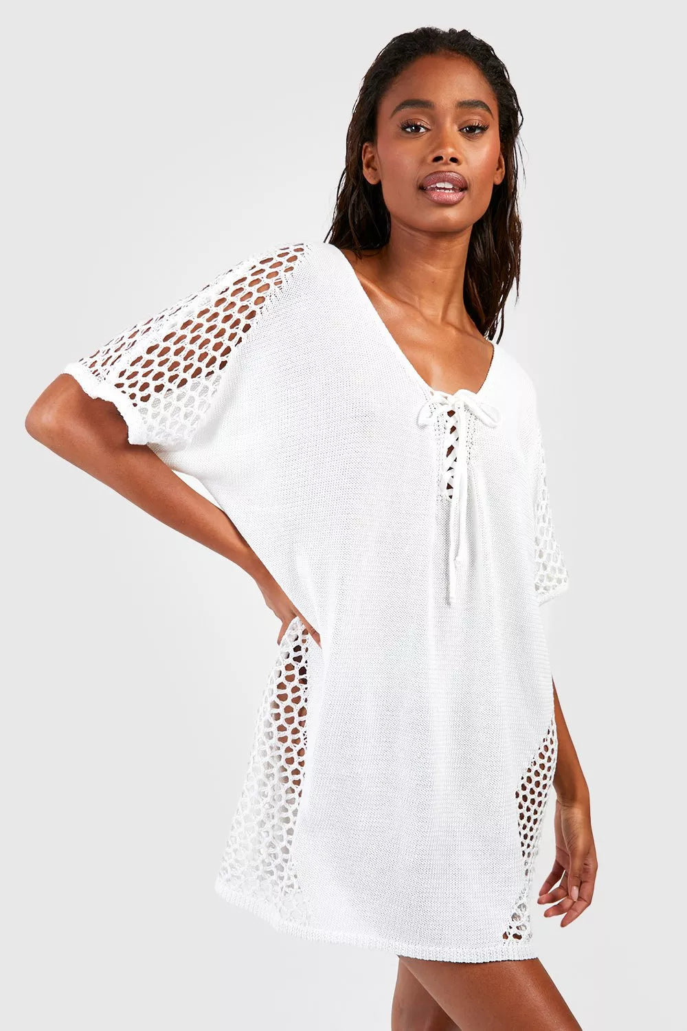 Katerina Minimalist Beach Dress with Lace Statement Occasion Edit