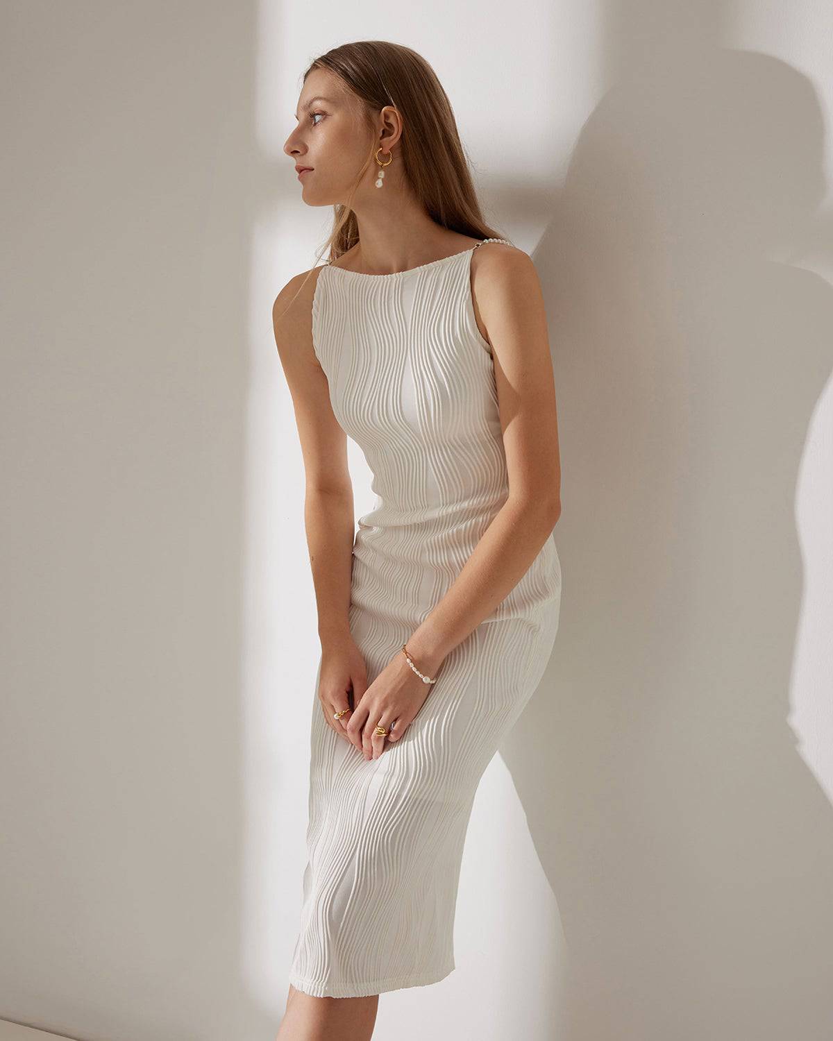 Sleeveless Water Ripple Textured Cami Dress