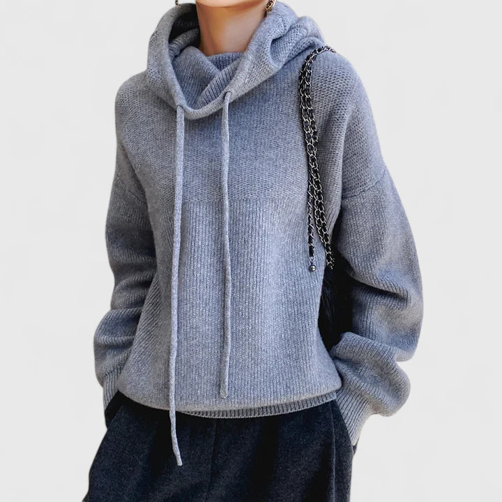 Drawstring Hood Long Sleeve Knit Hoodie