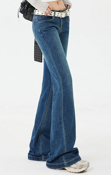 Low Rise Stretch Wide Jeans