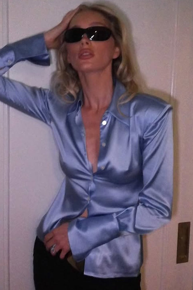 Fitted Tie Waist Long Sleeve Blouse