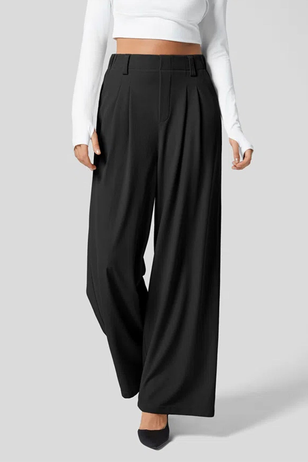 Hip Slimming Wide Leg Relaxed Knit Pants