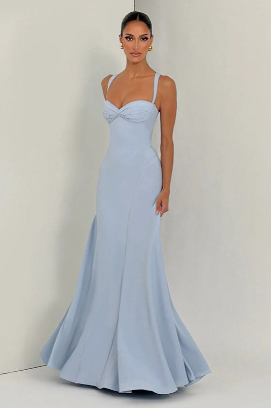 Solid Low Cut Strappy Cross Back Party Dress
