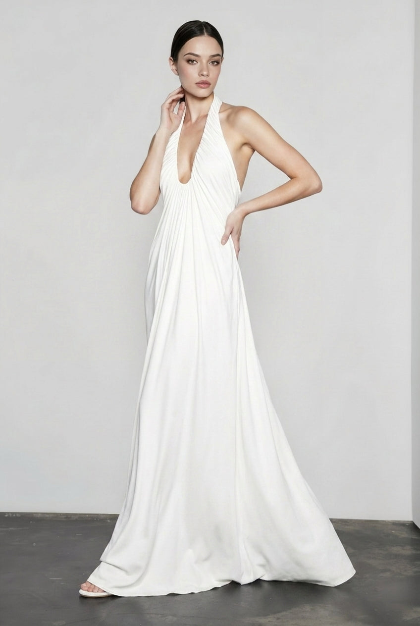 Sheer Backless V Neck Vacation Dress