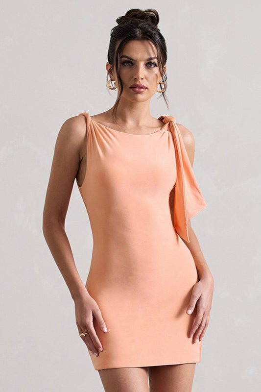 Solid Bodycon Twist Mini Party Dress