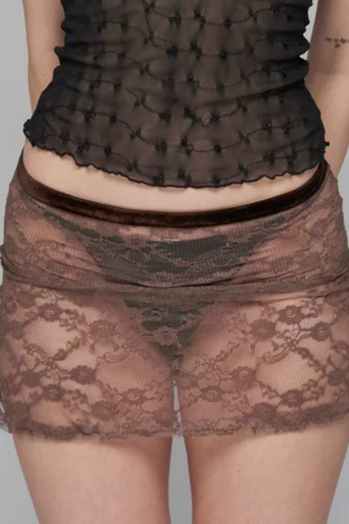 Sheer Lace Bodycon Midi Skirt