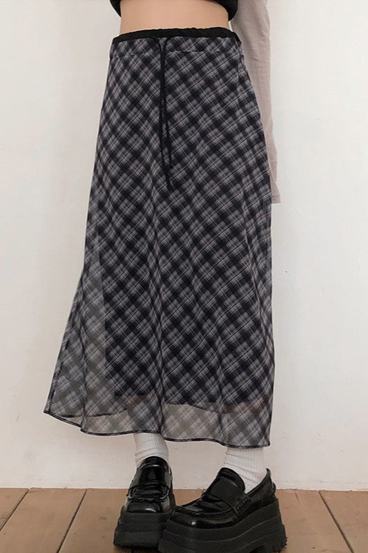 Vintage Tartan High Waist ALine Skirt