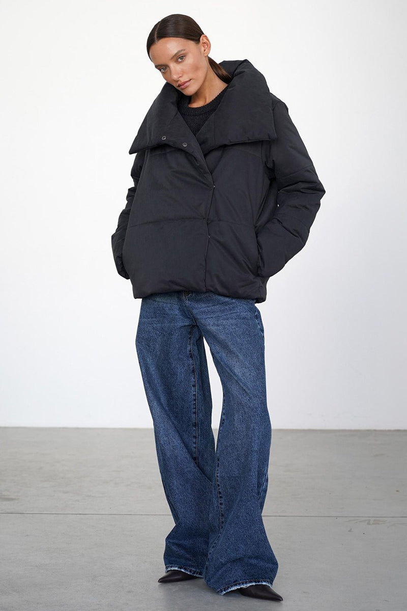 Asymmetrical Turtleneck Cotton Coat