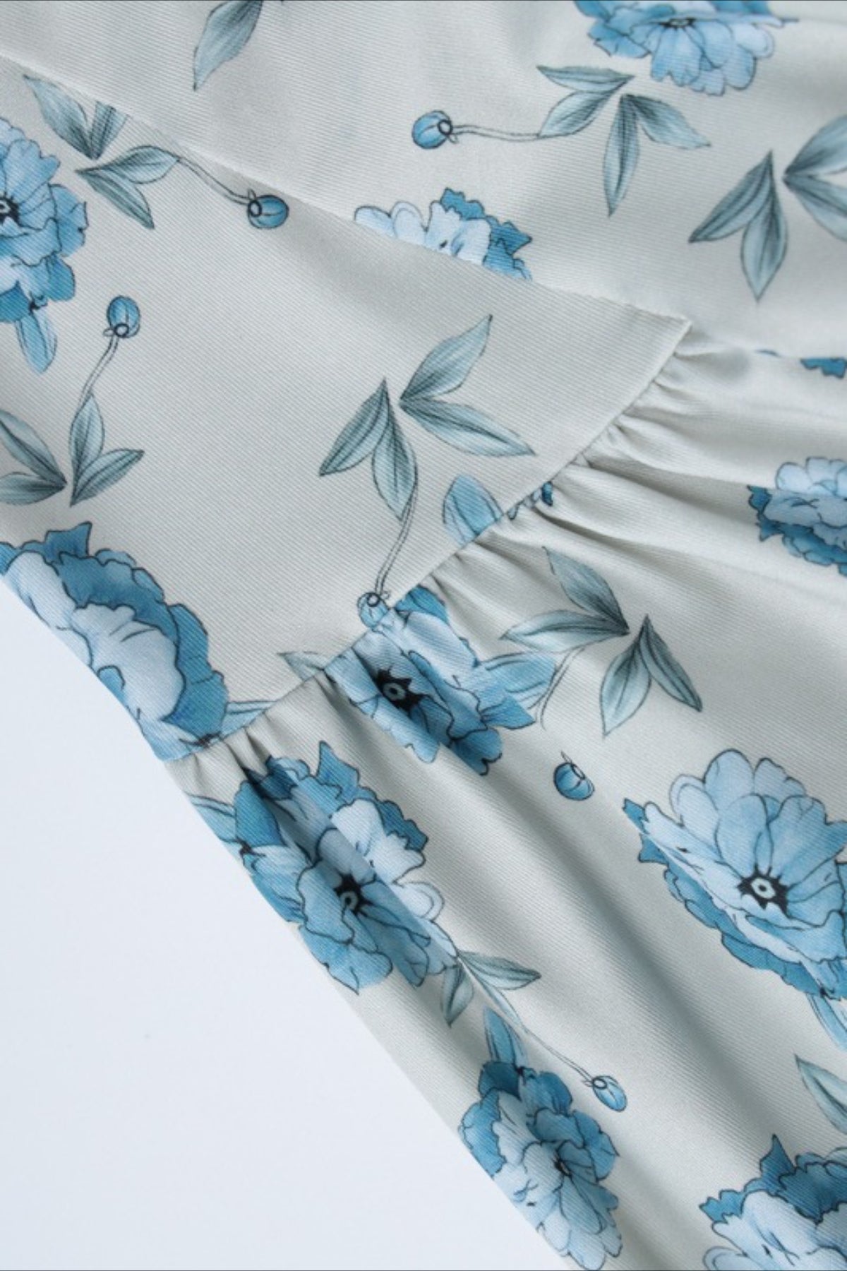 Blue Spaghetti Strap Sweetheart Corset Toile Floral Print A-Line Maxi Dress 6