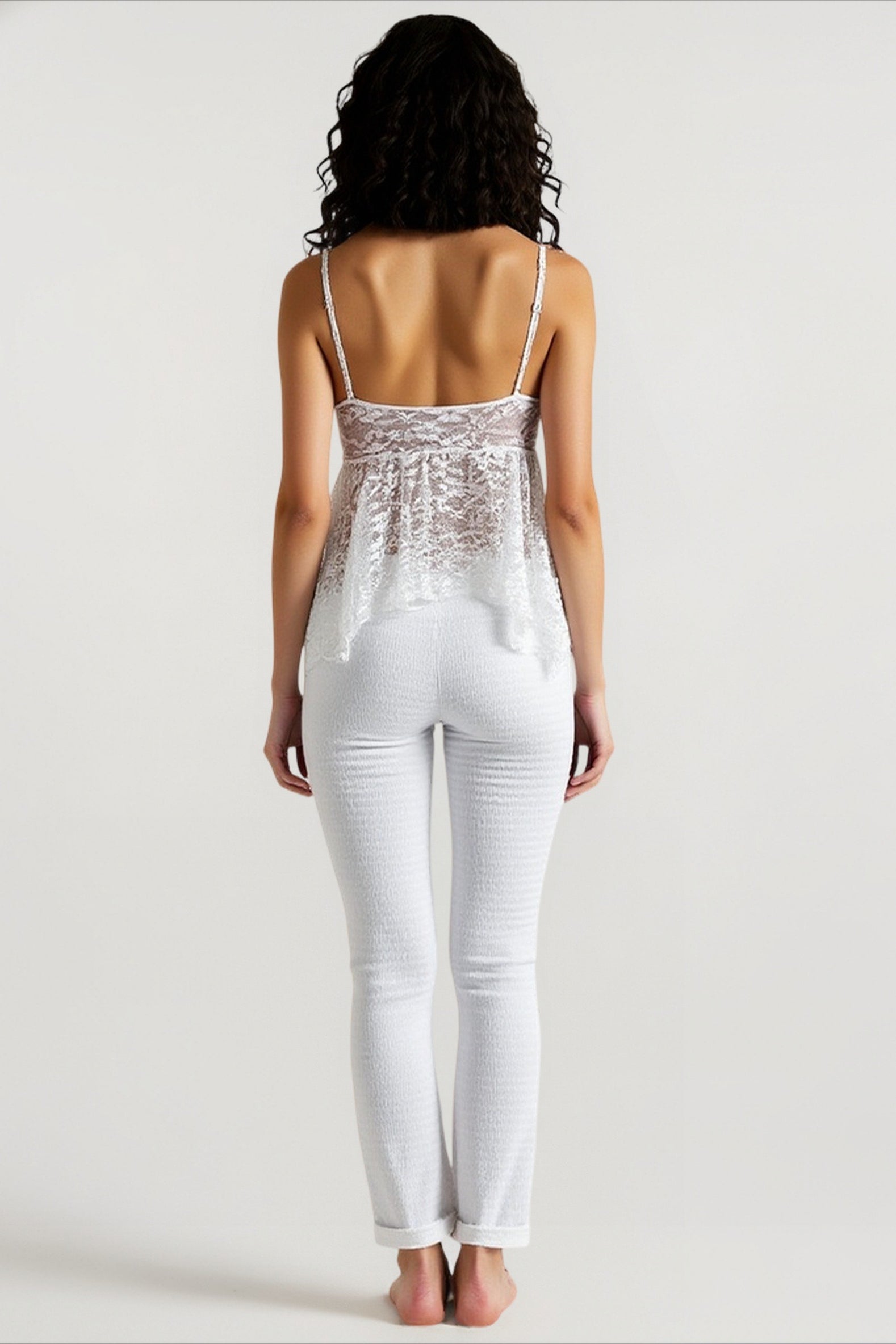 White lace going out cami top