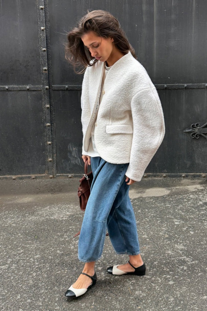 Single Breasted VNeck Sherpa Coat