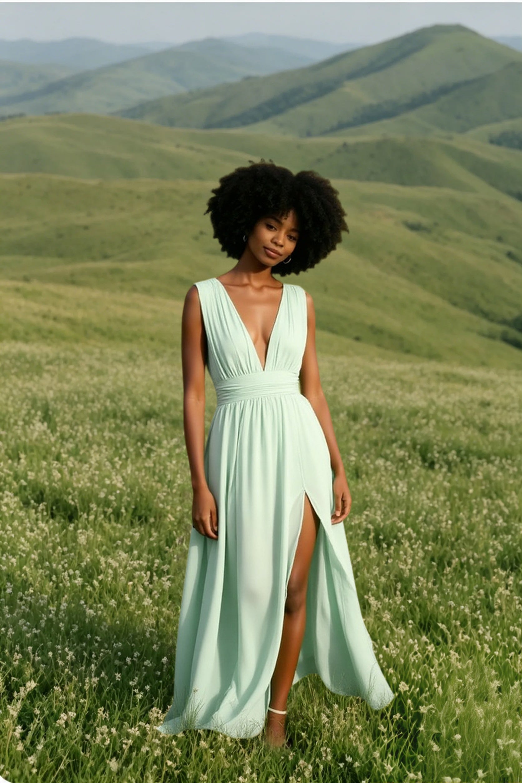 DressBetty -  Solid Women Fall Sleeveless Deep V-Neck Dresses