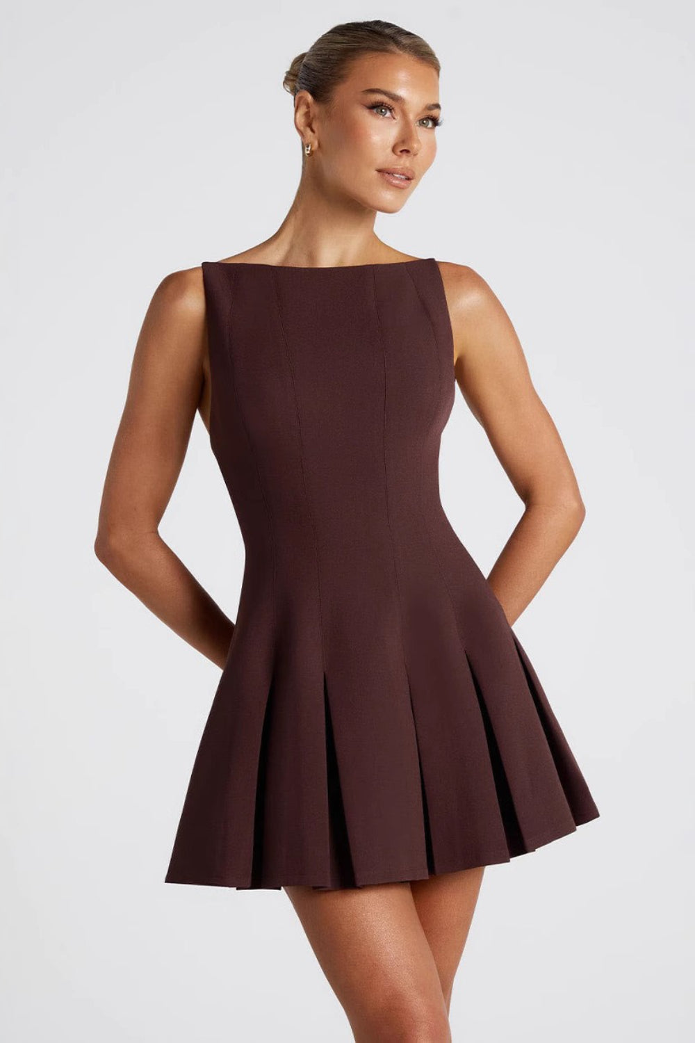 Pleated Sleeveless Slim Elegant Work Dress