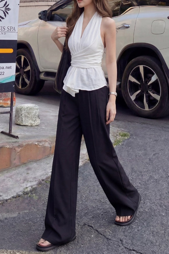 Linen Tailored Relaxed Straight Leg Pants