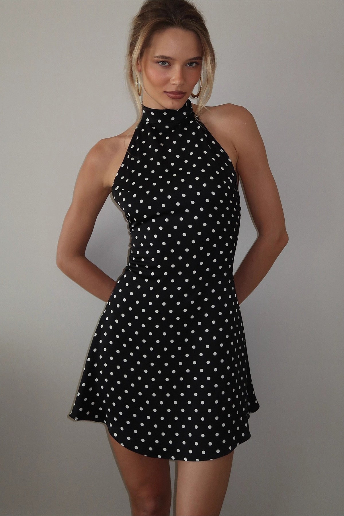 Polka Dot Halter A-Line Mini Dress