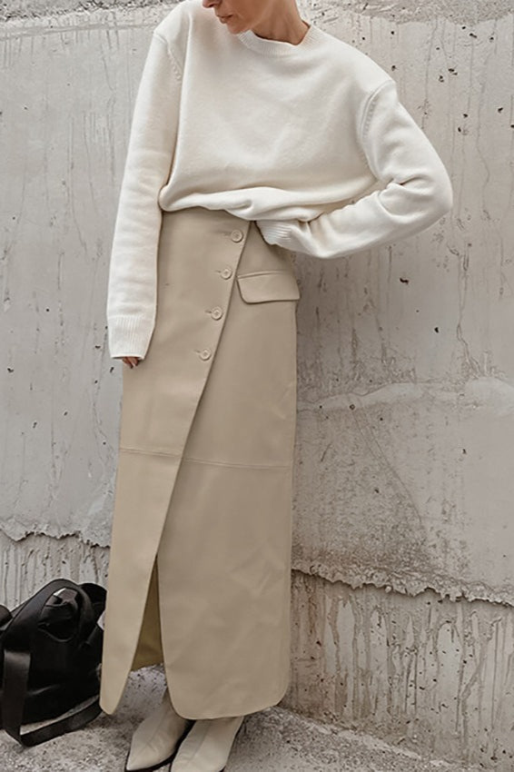 Matte Leather A-Line Skirt