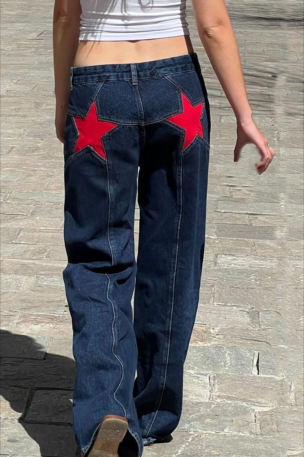 Contrast Patchwork Y2K Retro Star Back Casual Jeans