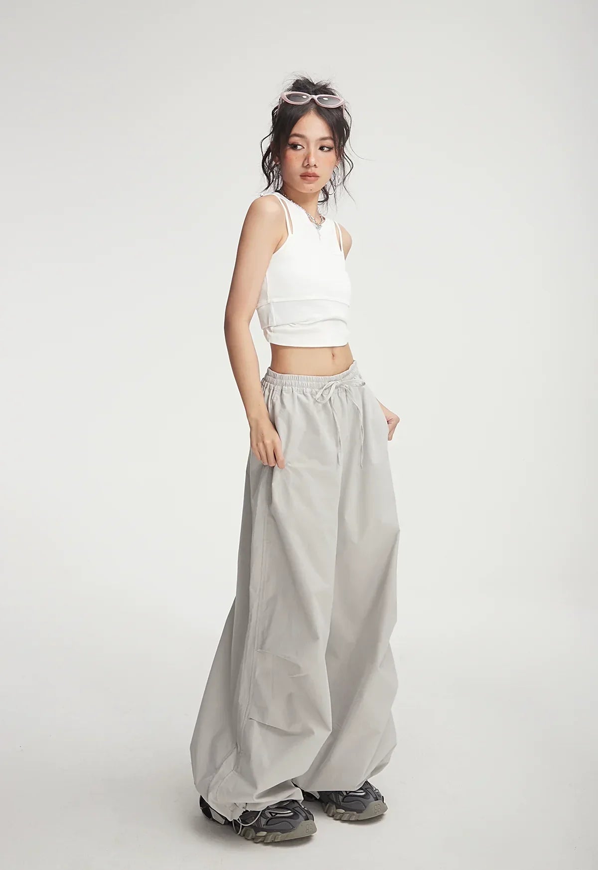 Balloon Drawstring Palazzo Pants