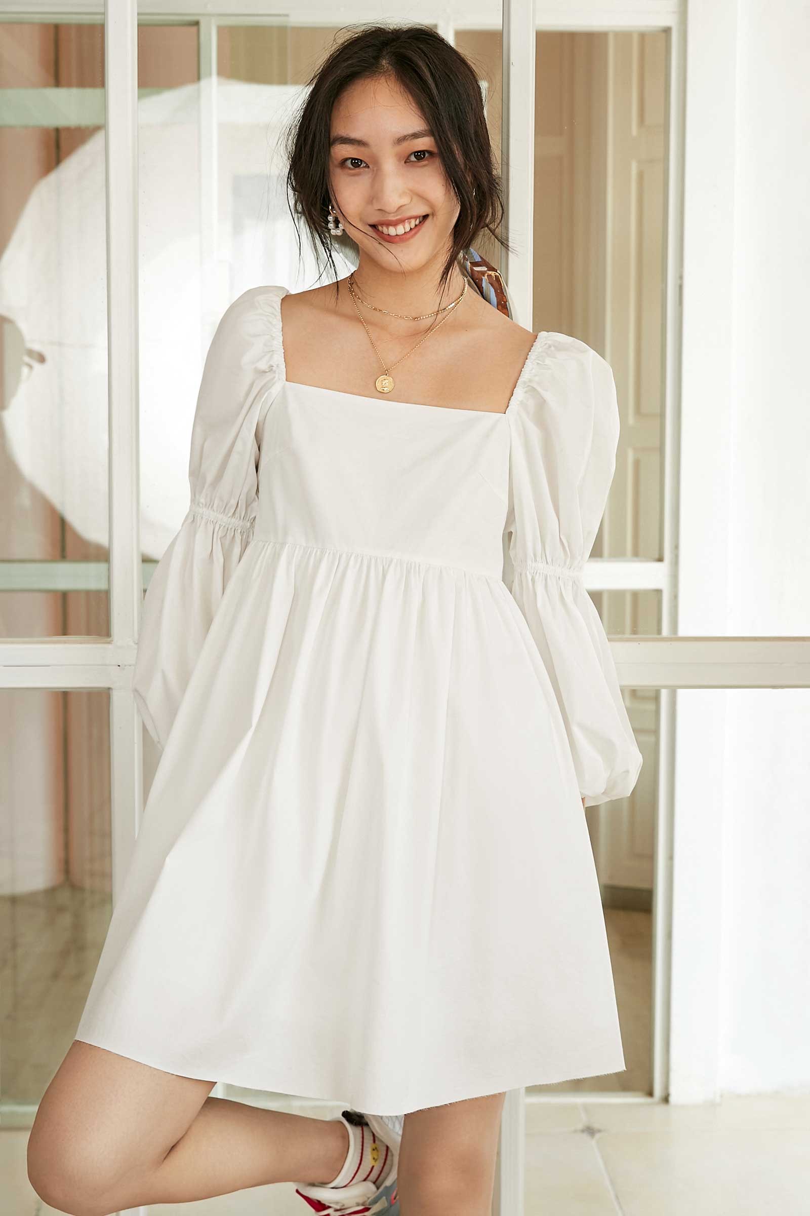 Alexis White Puff Sleeve Mini Dress