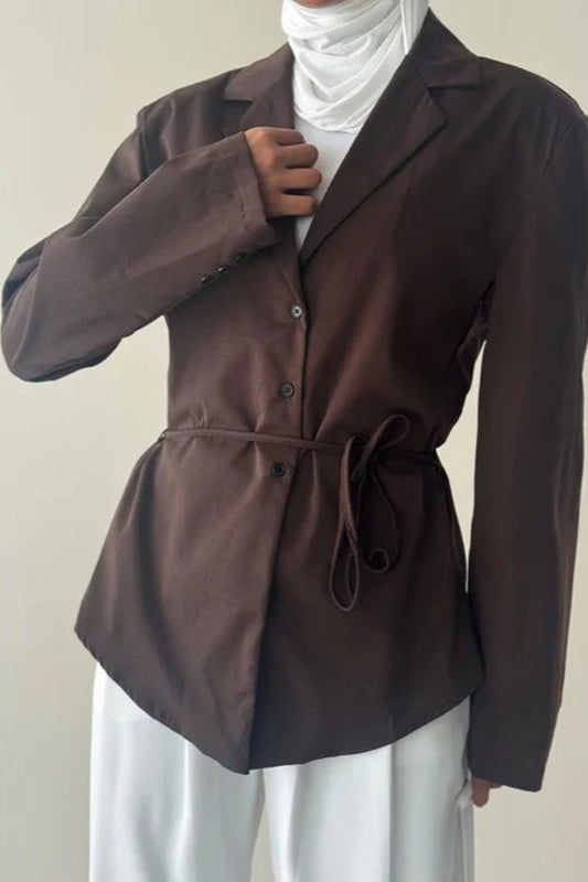 Laceup Waist Fitted Blazer