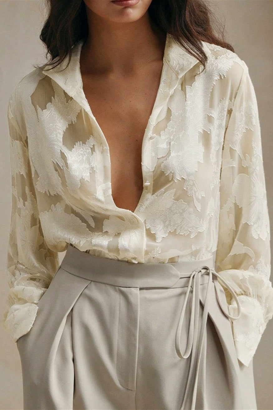 Embroidered Turtleneck Casual Spring-Summer Blouse