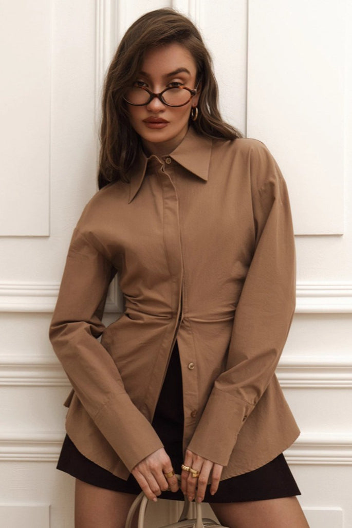 Cotton Ruched Fitted Blouse