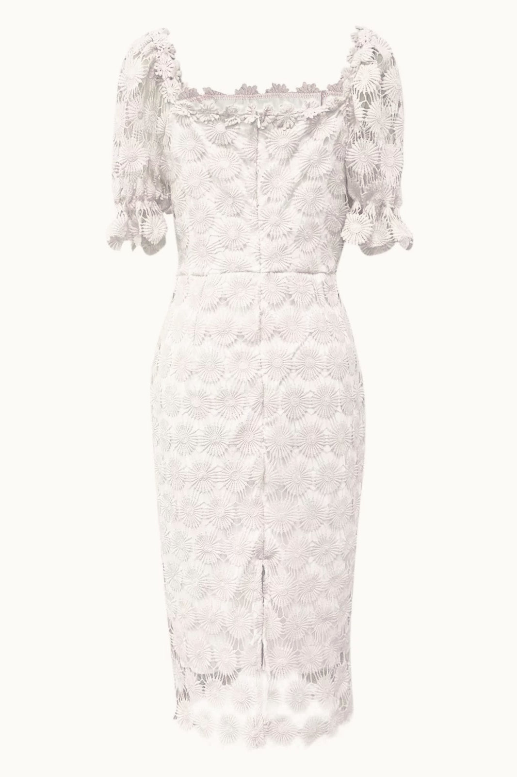 Off Shoulder Floral Lace Puff Sleeve Bodycon Midi Dress 9