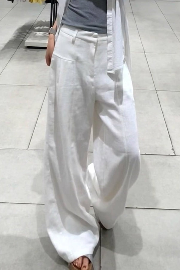 Linen High Waist Casual Wide Leg Pants