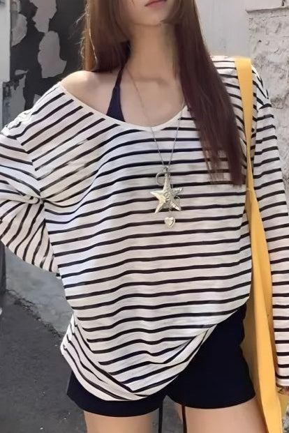 Striped Off Shoulder Cover Up