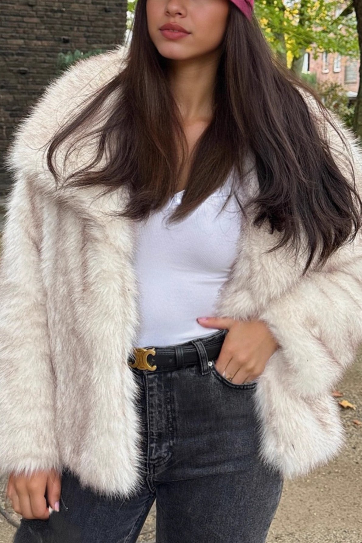 Faux Fox Fur Wide Collar Warm Loose Winter Coat