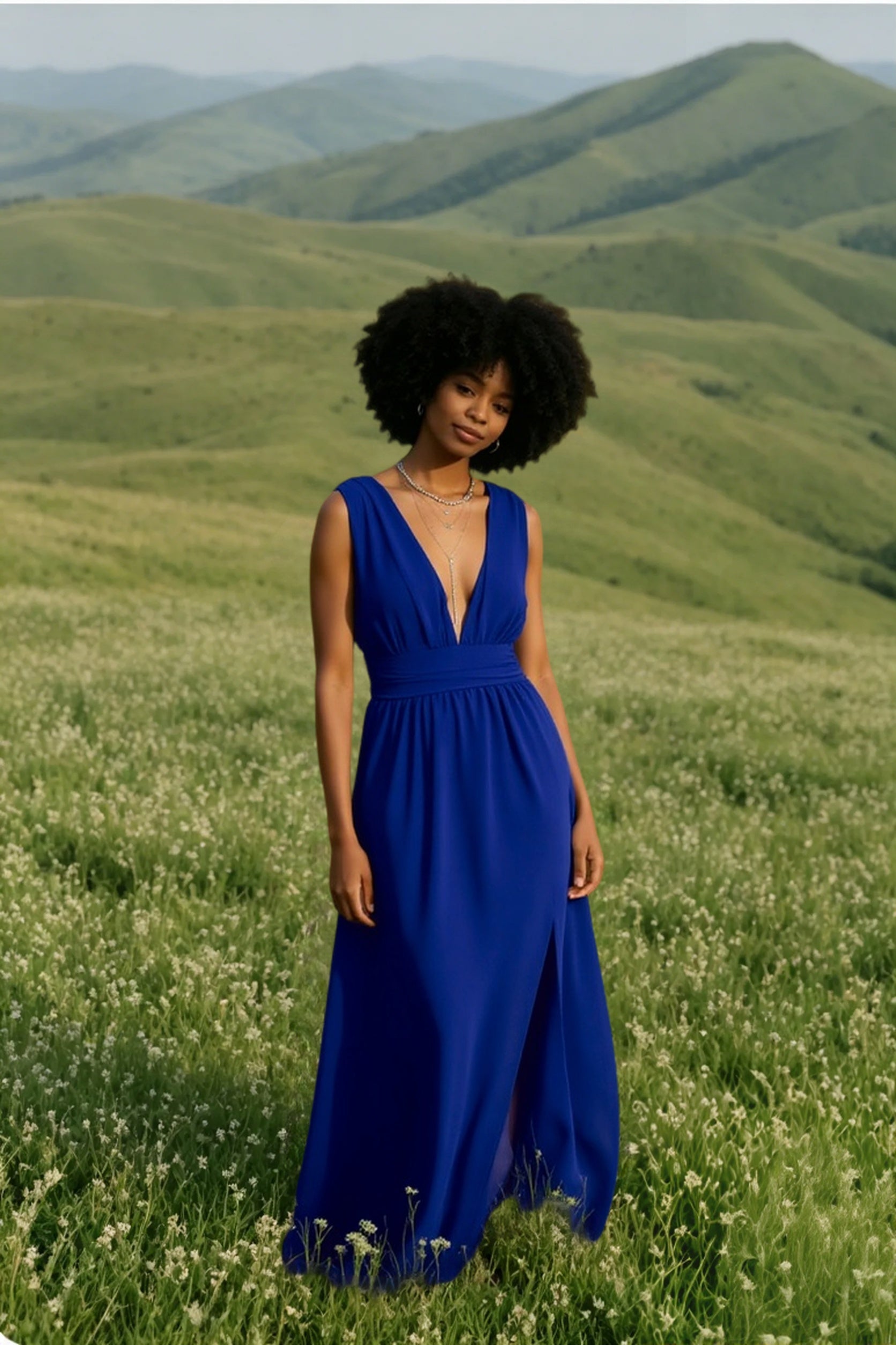 DressBetty -  Solid Women Fall Sleeveless Deep V-Neck Dresses