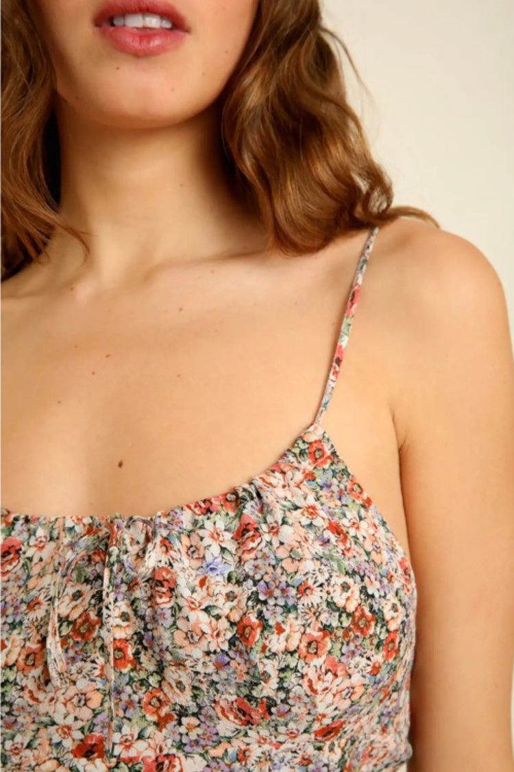Spaghetti Strap Midi Slim Floral Dress