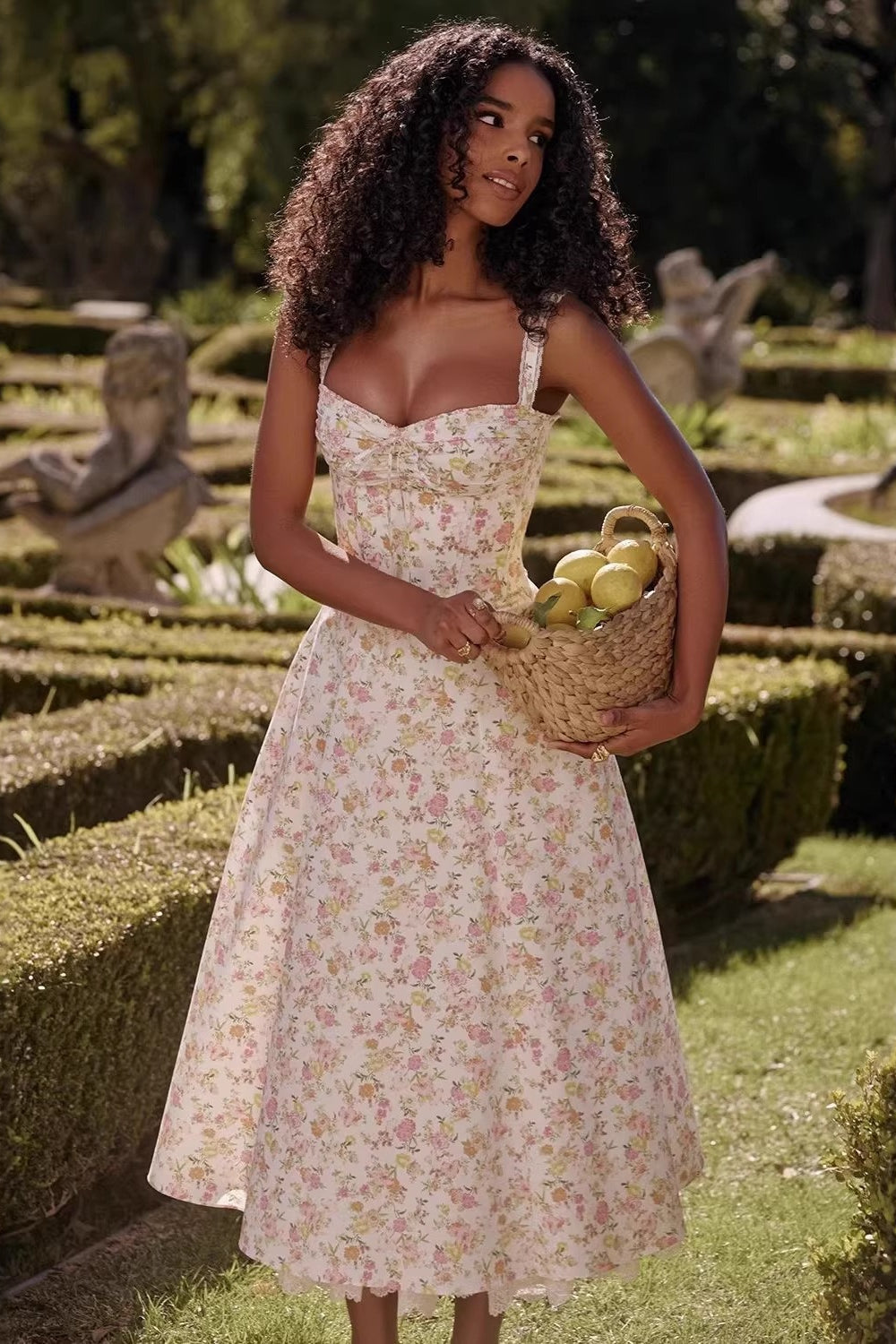 Sexy Slim Waist Swing Spaghetti Strap Floral Dress