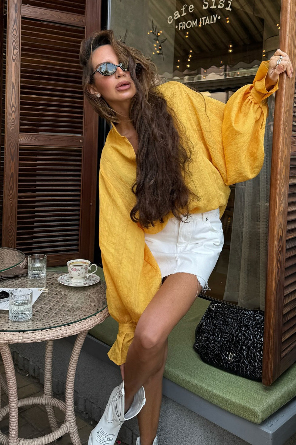 Stand-Collar Loose Long-Sleeve Shirt Blouse