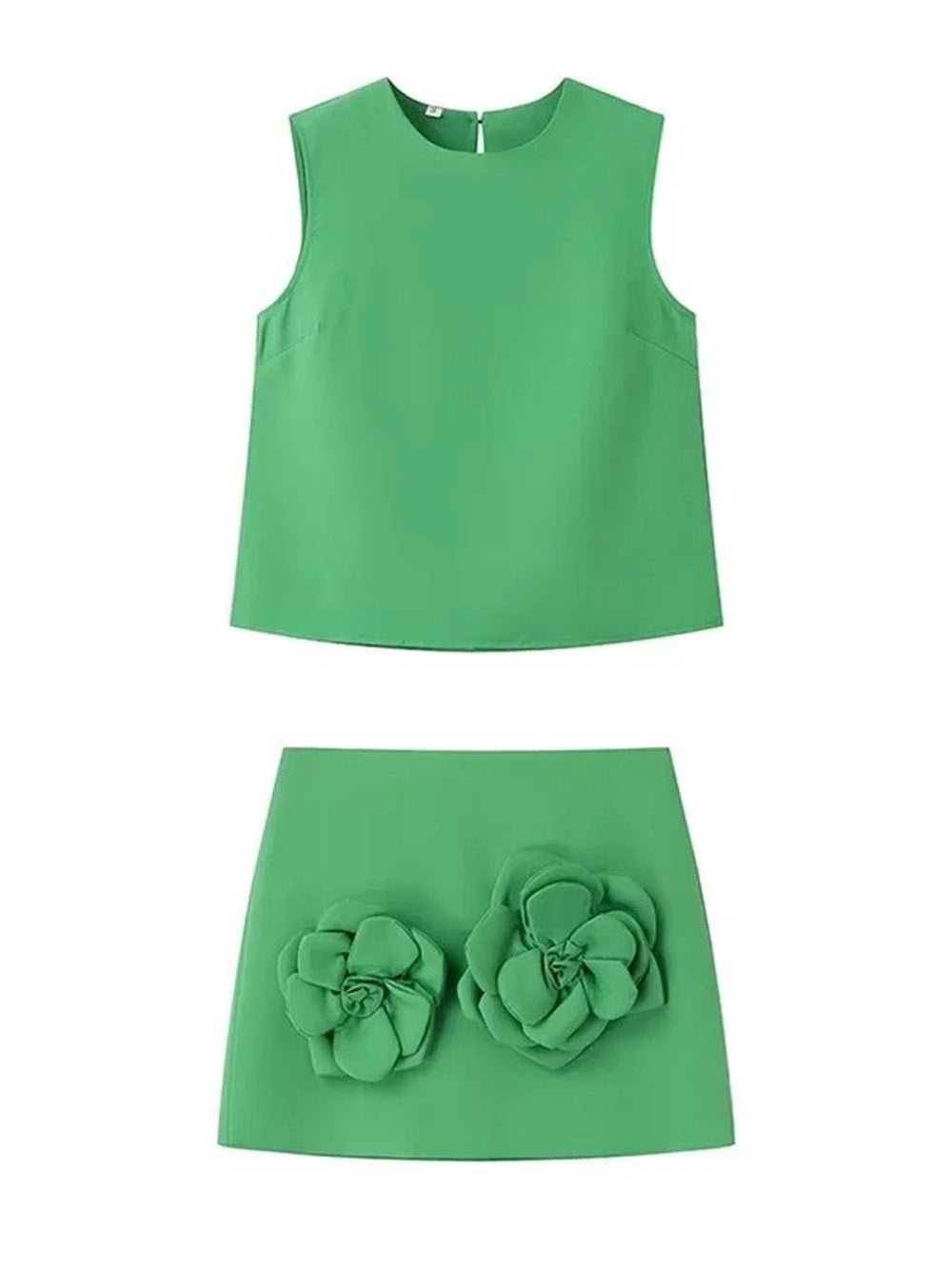 Elise Sleeveless Applique Top & Mini Skirt Set - Fashion Pov