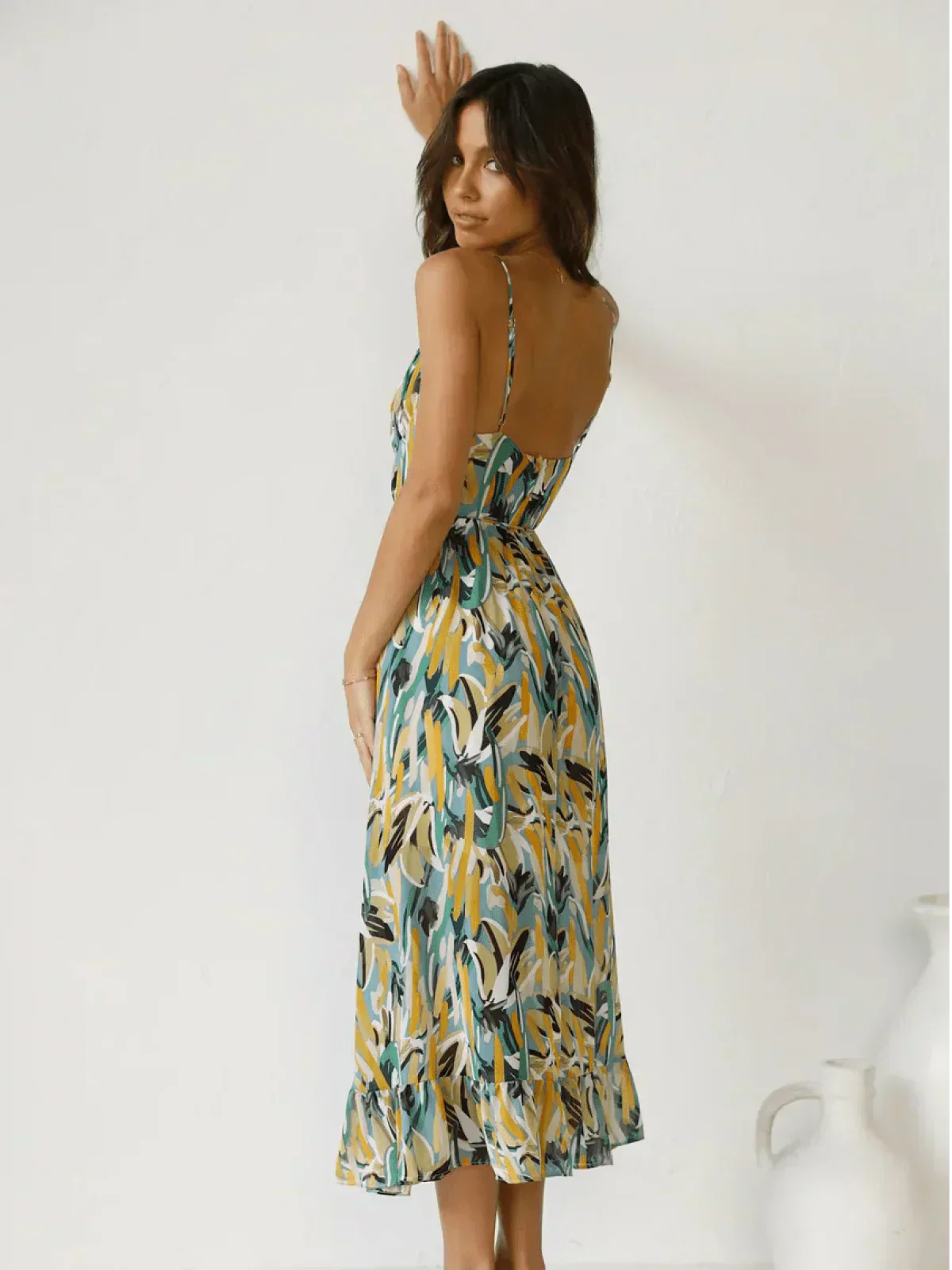 Lorena Statement Premium Chiffon Midi Dress Elevated Occasion Wear