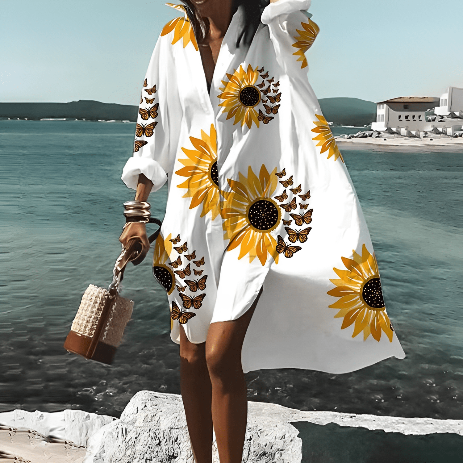 Juana Statement Loose Summer Shirt Dress Boutique Collection
