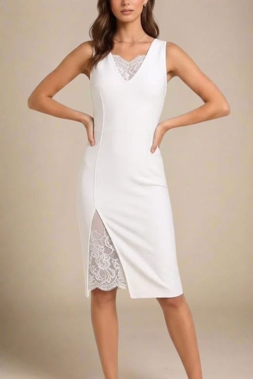 Elsa Bodycon Dress - White Pearl