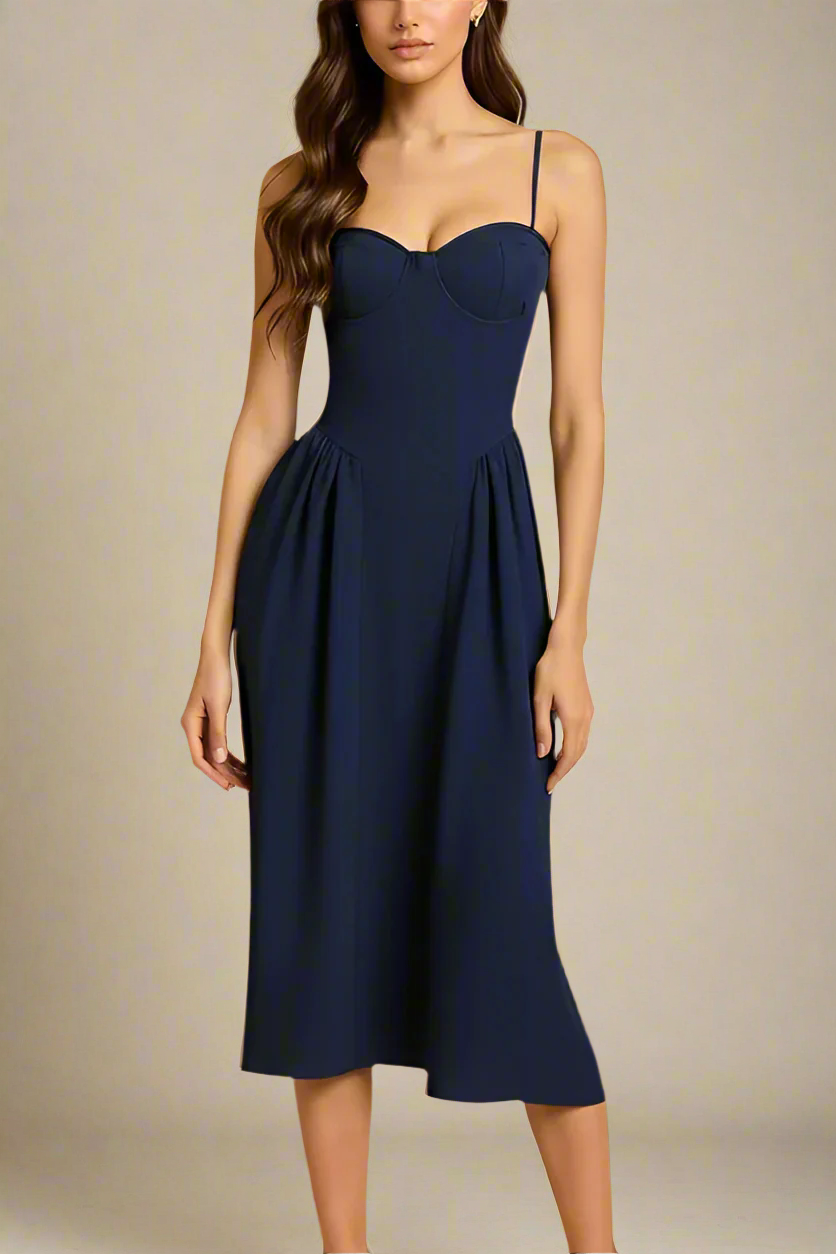 Everly Midi Dress - Navy Blue (Sale)